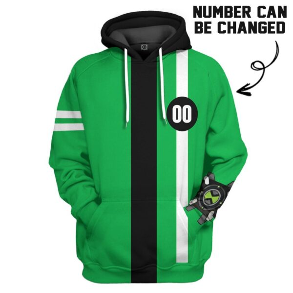 Gearhumans Gearhuman 3D Ben Ten Ultimate Alien Outfit Custom Number Tshirt Hoodie Apparel GV12034 3D Apparel Hoodie S