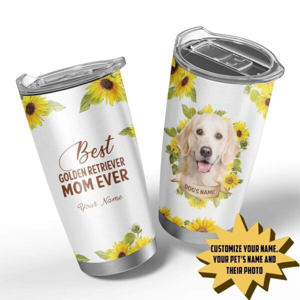 Gearhumans Gearhuman 3D Best Golden Retriever Mom Custom Name Photo Design Vacuum Insulated Tumbler GW18053 Tumbler