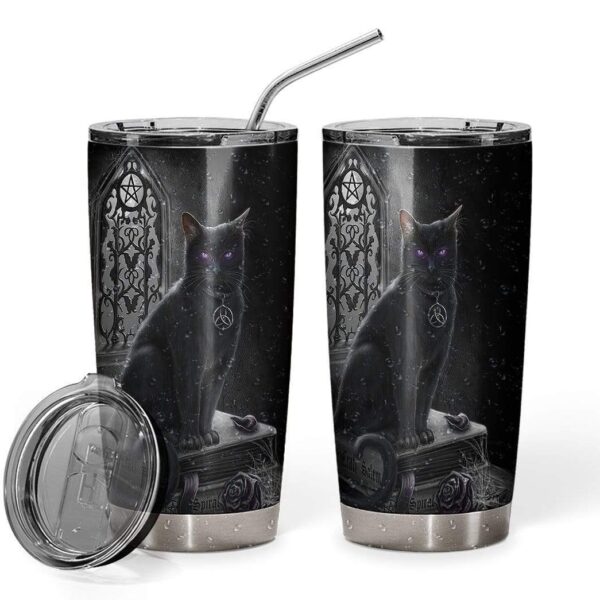 Gearhumans Gearhuman 3D Black Cat Custom Design Vacuum Insulated Tumbler GL030817 Tumbler