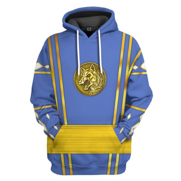 Gearhumans Gearhuman 3D Blue Ninja Mighty Morphin Power Rangers Custom Tshirt Hoodie Apparel GJ24035 3D Apparel Hoodie S