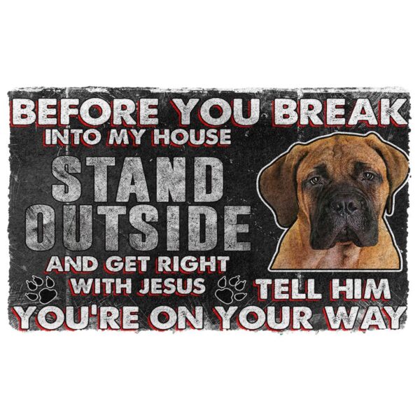 Gearhumans Gearhuman 3D Bullmastiff Before You Break Into My House Custom Doormat GW010423 Doormat Doormat S(15,8''x23,6'') 
