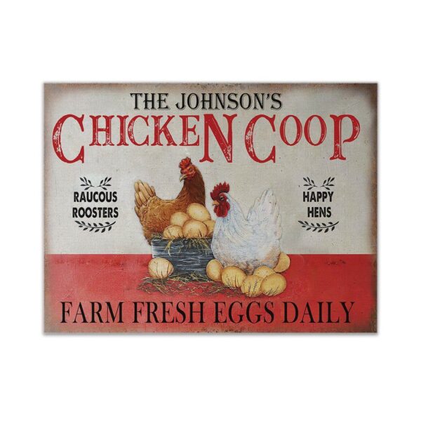 Gearhumans Gearhuman 3D Chicken Happy Hens Fresh Eggs Daily Custom Name Canvas GW150316 Canvas 1 Piece Non Frame M