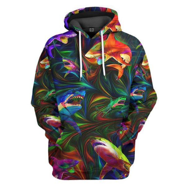 Gearhumans Gearhuman 3D Colorful Shark Tshirt Hoodie Apparel GB160310 3D Apparel Hoodie S