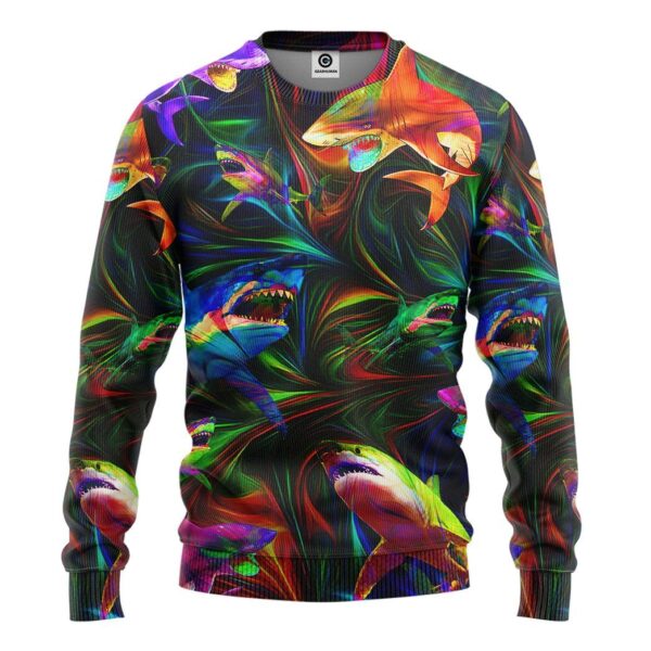 Gearhumans Gearhuman 3D Colorful Shark Tshirt Hoodie Apparel GB160310 3D Apparel Long Sleeve S