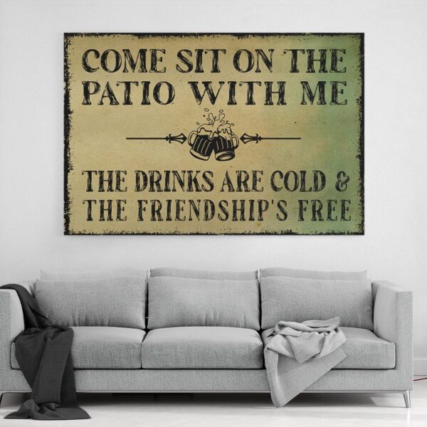 Gearhumans Gearhuman 3D Come Sit On The Patio Beer Canvas GB16035 Canvas