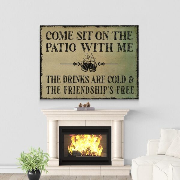 Gearhumans Gearhuman 3D Come Sit On The Patio Beer Canvas GB16035 Canvas