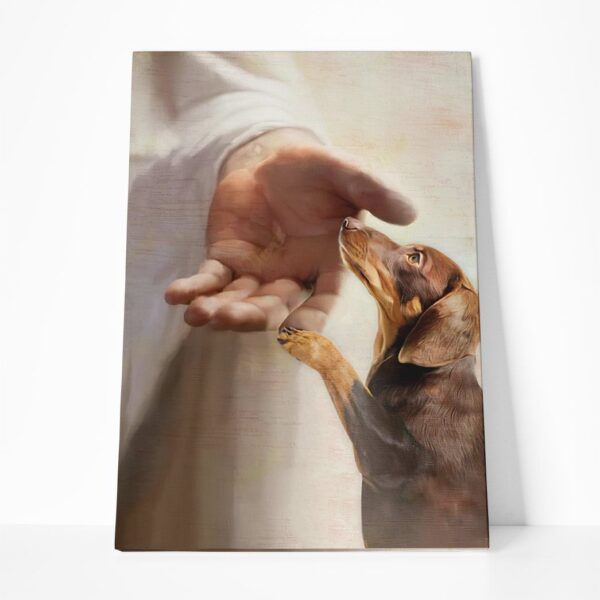 Gearhumans Gearhuman 3D Dachshund Take My Hand Jesus God Custom Canvas GW300312 Canvas 1 Piece Non Frame M