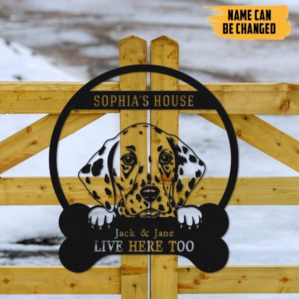 Gearhumans Gearhuman 3D Dalmatian Dogs House Custom Name Metal Sign GW160317 Metal Sign