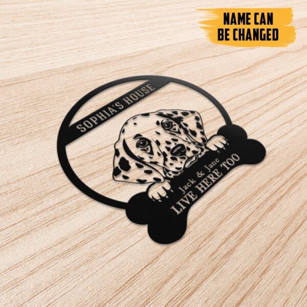 Gearhumans Gearhuman 3D Dalmatian Dogs House Custom Name Metal Sign GW160317 Metal Sign