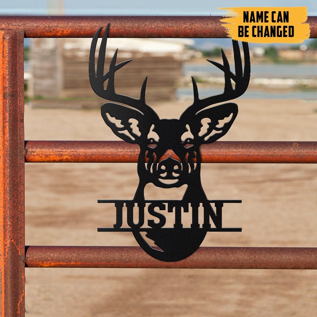 Gearhumans Gearhuman 3D Deer Hunting Custom Name Metal Sign GW160318 Metal Sign
