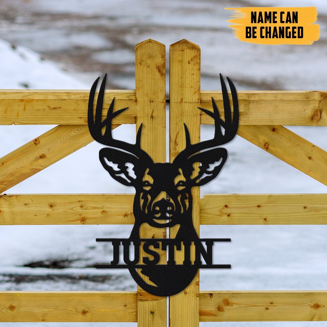 Gearhumans Gearhuman 3D Deer Hunting Custom Name Metal Sign GW160318 Metal Sign