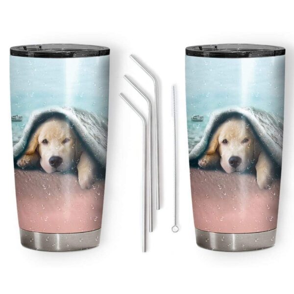 Gearhumans Gearhuman 3D Dog Custom Design Vacuum Insulated Glitter Tumbler GH20053 Glitter Tumbler