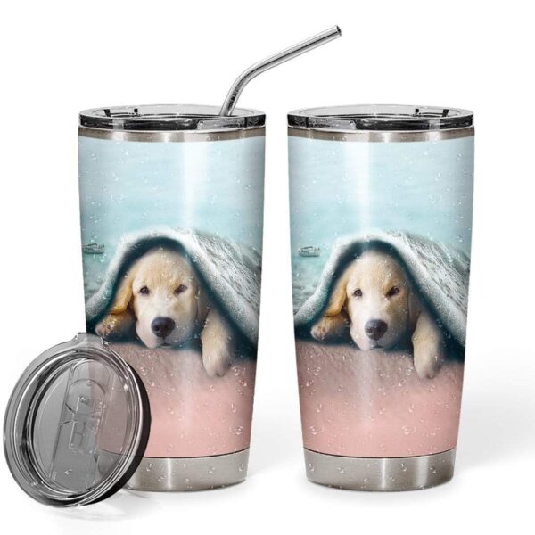 Gearhumans Gearhuman 3D Dog Custom Design Vacuum Insulated Glitter Tumbler GH20053 Glitter Tumbler