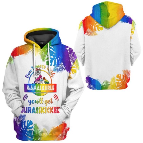 Gearhumans Gearhuman 3D Dont Mess With Mamasaurus Custom Tshirt Hoodie Apparel GW230313 3D Apparel Hoodie S