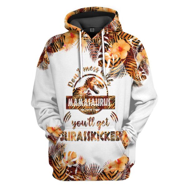 Gearhumans Gearhuman 3D Dont Mess With Mamasaurus Mothers Day Gift Custom Tshirt Hoodie Apparel GW230312 3D Apparel Hoodie S