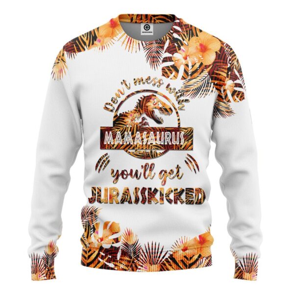 Gearhumans Gearhuman 3D Dont Mess With Mamasaurus Mothers Day Gift Custom Tshirt Hoodie Apparel GW230312 3D Apparel Long Sleeve S