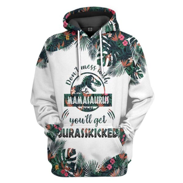 Gearhumans Gearhuman 3D Dont Mess With Mamasaurus Mothers Day Gift Custom Tshirt Hoodie Apparel GW23038 3D Apparel Hoodie S