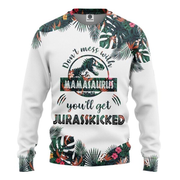 Gearhumans Gearhuman 3D Dont Mess With Mamasaurus Mothers Day Gift Custom Tshirt Hoodie Apparel GW23038 3D Apparel Long Sleeve S