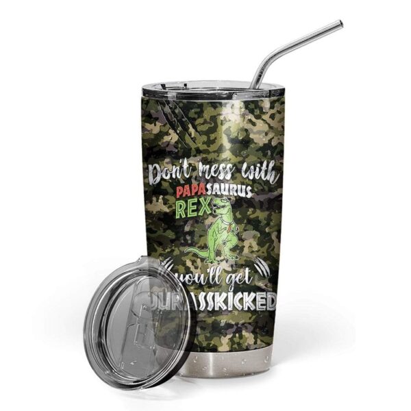 Gearhumans Gearhuman 3D Don't Mess With Papasaurus Camouflage Custom Name Design Vacuum Insulated Tumbler GW11051 Tumbler 20oz