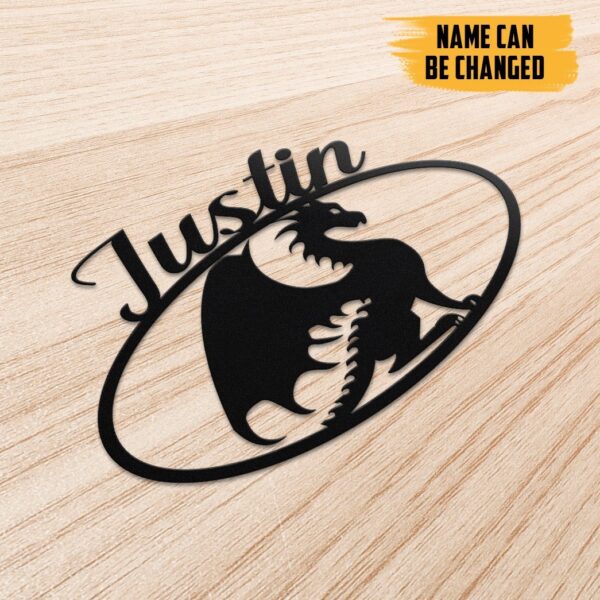 Gearhumans Gearhuman 3D Dragon Sign Custom Name Metal Sign GW16033 Metal Sign