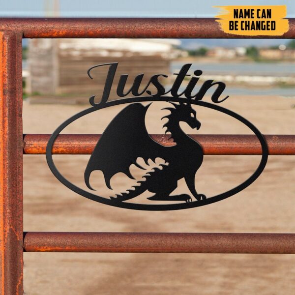 Gearhumans Gearhuman 3D Dragon Sign Custom Name Metal Sign GW16033 Metal Sign