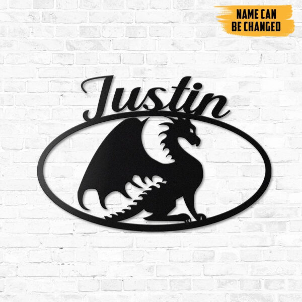 Gearhumans Gearhuman 3D Dragon Sign Custom Name Metal Sign GW16033 Metal Sign