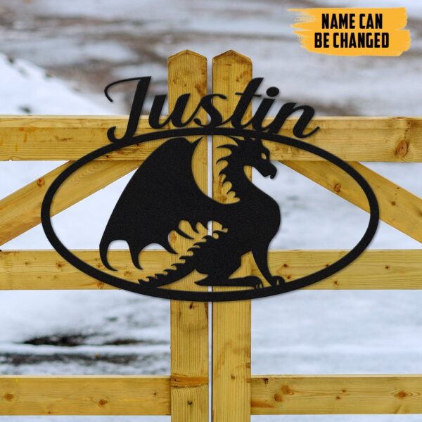 Gearhumans Gearhuman 3D Dragon Sign Custom Name Metal Sign GW16033 Metal Sign