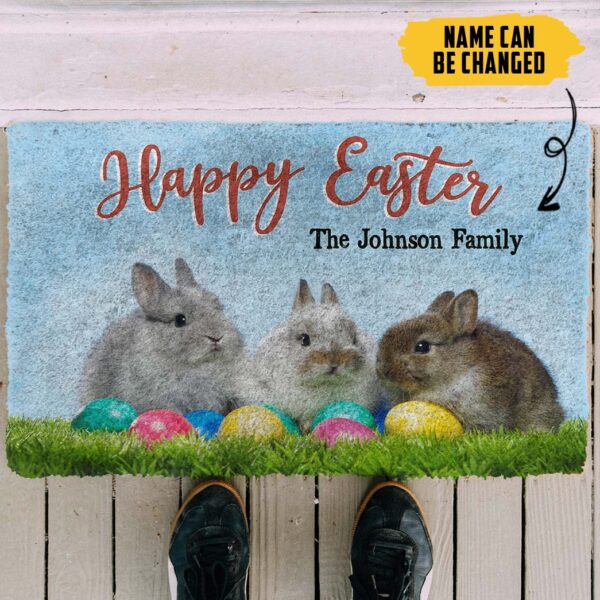 Gearhumans Gearhuman 3D Easter Day Bunny Custom Name Doormat GW160322 Doormat