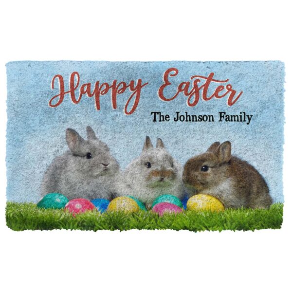 Gearhumans Gearhuman 3D Easter Day Bunny Custom Name Doormat GW160322 Doormat Doormat S(15,8''x23,6'') 