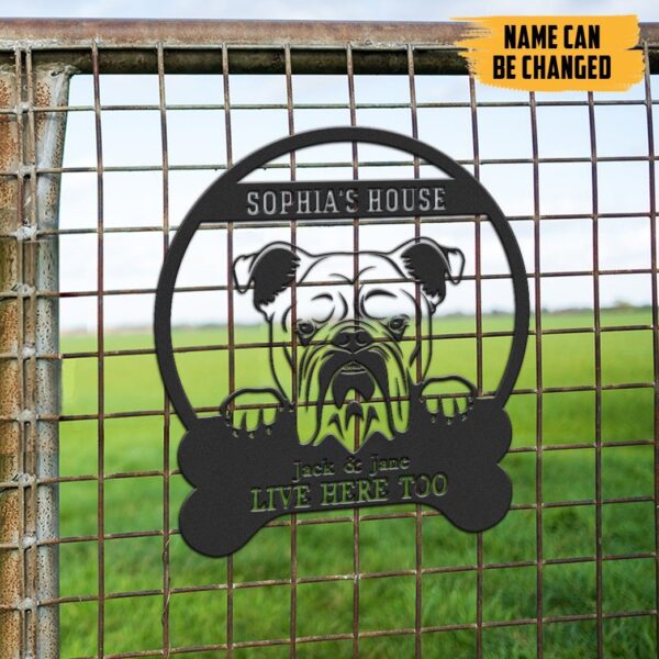Gearhumans Gearhuman 3D English Bulldogs House Custom Name Metal Sign GW160310 Metal Sign