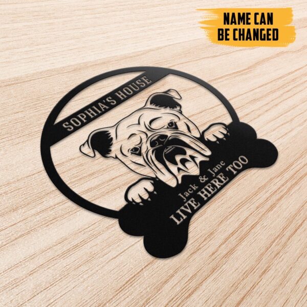Gearhumans Gearhuman 3D English Bulldogs House Custom Name Metal Sign GW160310 Metal Sign