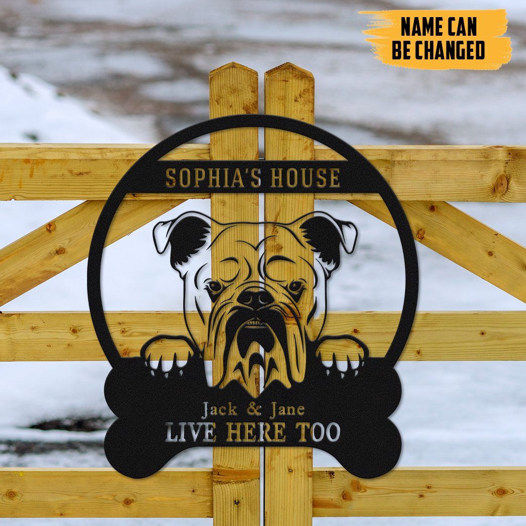 Gearhumans Gearhuman 3D English Bulldogs House Custom Name Metal Sign GW160310 Metal Sign