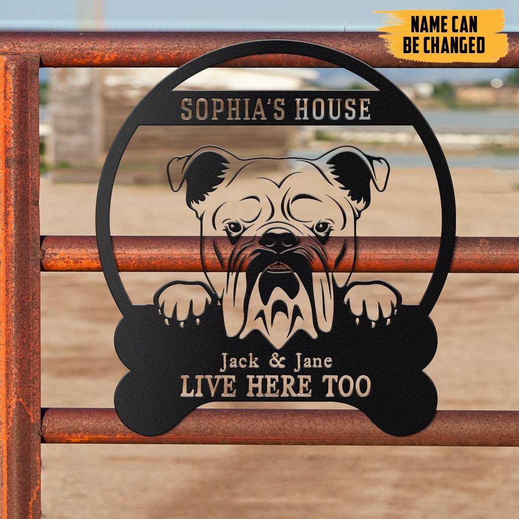 Gearhumans Gearhuman 3D English Bulldogs House Custom Name Metal Sign GW160310 Metal Sign