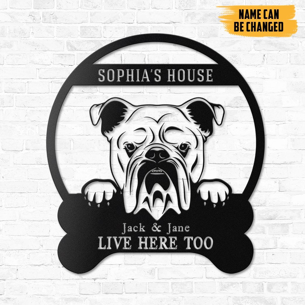 Gearhumans Gearhuman 3D English Bulldogs House Custom Name Metal Sign GW160310 Metal Sign Metal Sign XS(8'x8')