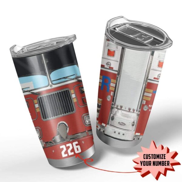 Gearhumans Gearhuman 3D Fire Truck Custom Name Design Vacuum Insulated Tumbler GV14055 Tumbler