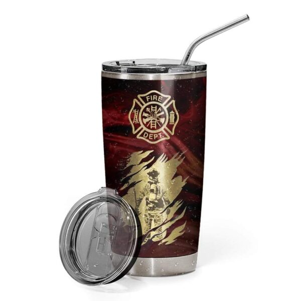 Gearhumans Gearhuman 3D Firefighter American Flag Custom Name Design Vacuum Insulated Tumbler GW11053 Tumbler 20oz