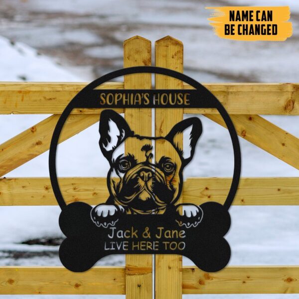 Gearhumans Gearhuman 3D French Bulldogs House Custom Name Metal Sign GW16039 Metal Sign