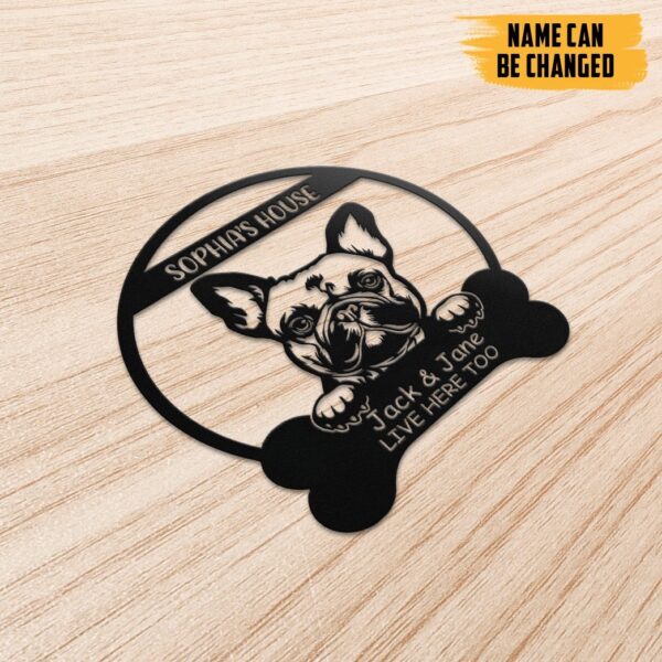 Gearhumans Gearhuman 3D French Bulldogs House Custom Name Metal Sign GW16039 Metal Sign