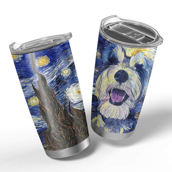 Gearhumans Gearhuman 3D Starry Night Dog Glitter Custom Design Vacuum Insulated Tumbler GL12054 Tumbler