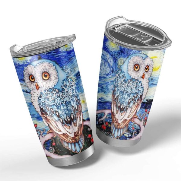 Gearhumans Gearhuman 3D Starry Night Owl Custom Design Vacuum Insulated Tumbler GV11059 Tumbler