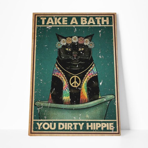 Gearhumans Gearhuman 3D Take A Bath Black Cat Canvas GB160315 Canvas 1 Piece Non Frame M