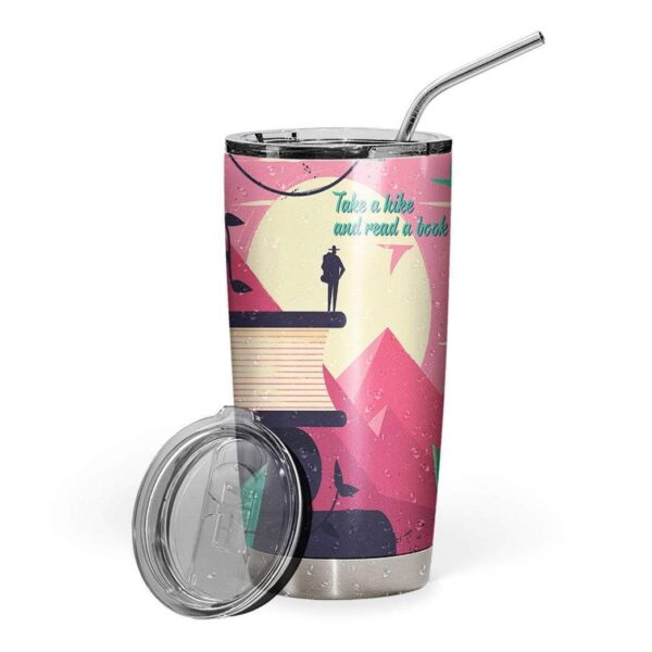 Gearhumans Gearhuman 3D Take A Hike And Read A Book Glitter Custom Design Vacuum Insulated Tumbler GL30076 Tumbler 20oz