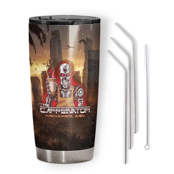 Gearhumans Gearhuman 3D The Caffenator Terminator Parody Custom Name Design Tumbler GS18063 Tumbler