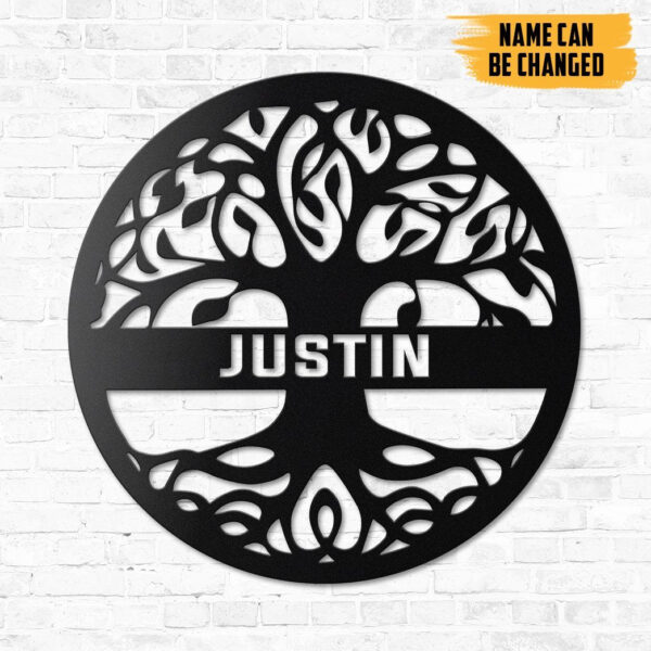 Gearhumans Gearhuman 3D The Tree Of Life Custom Name Metal Carving Sign GW15031 Metal Sign Metal Sign XS(8'x8')