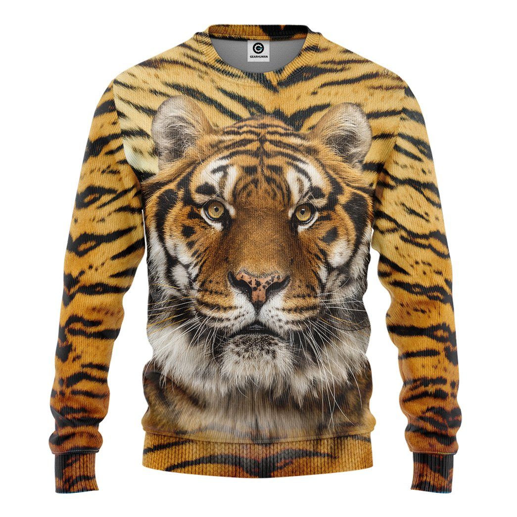 Gearhumans Gearhuman 3D Tiger Front And Back Tshirt Hoodie Apparel GV17039 3D Apparel Long Sleeve S