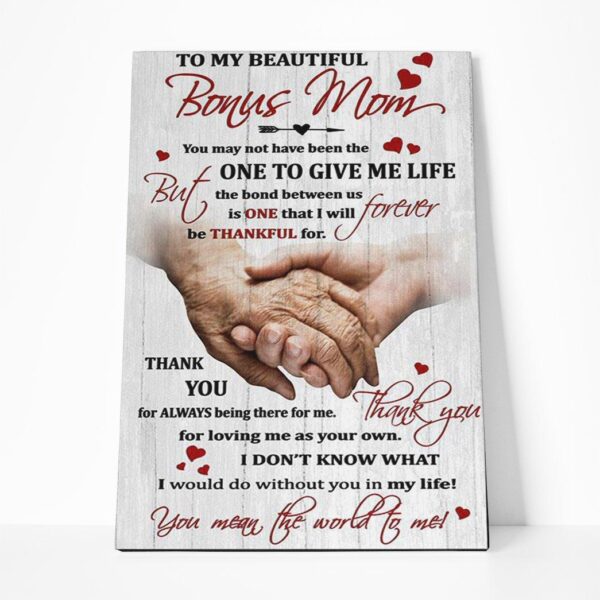 Gearhumans Gearhuman 3D To My Beautiful Bonus Mom Canvas GJ290306 Canvas 1 Piece Non Frame M