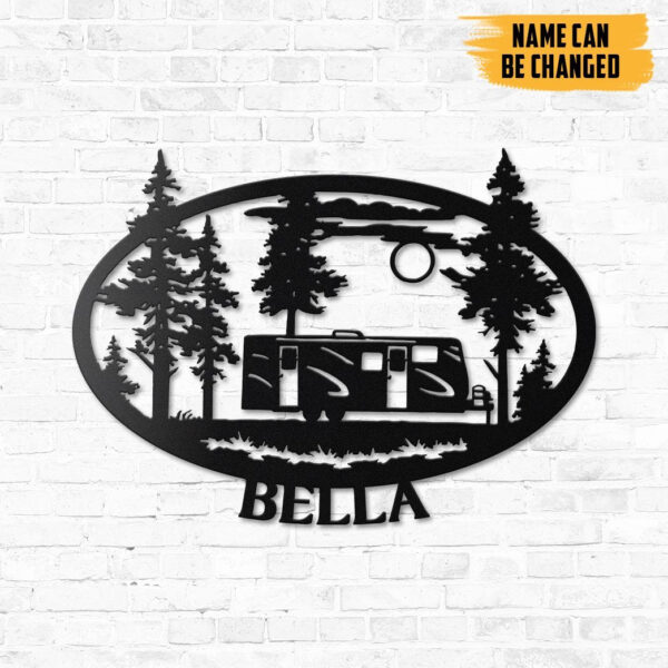 Gearhumans Gearhuman 3D Trailer Camper Custom Name Metal Sign GW190322 Metal Sign Metal Sign XS(8'x8')