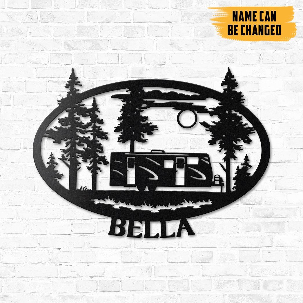 Gearhumans Gearhuman 3D Trailer Camper Custom Name Metal Sign GW190322 Metal Sign Metal Sign XS(8'x8')