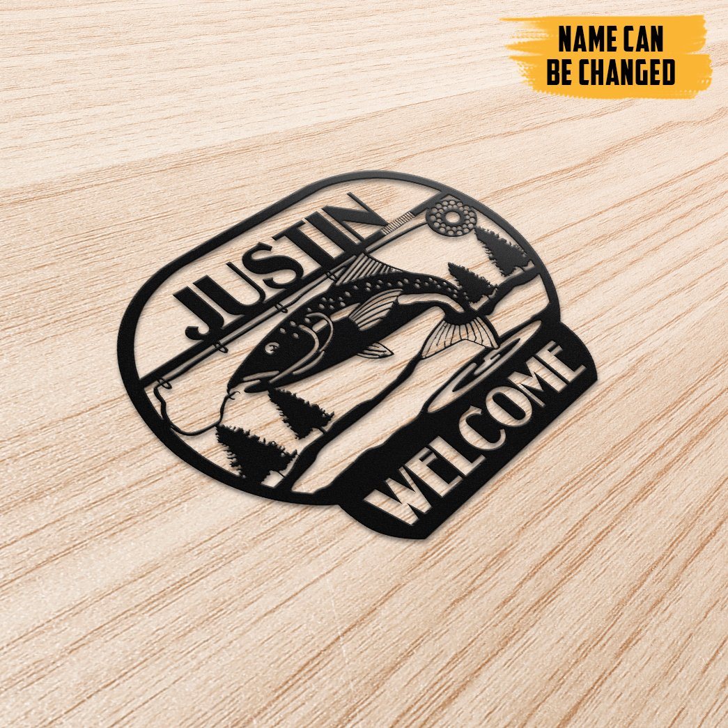Gearhumans Gearhuman 3D Trout Hunting Welcome Custom Metal Sign GW190323 Metal Sign