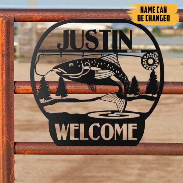 Gearhumans Gearhuman 3D Trout Hunting Welcome Custom Metal Sign GW190323 Metal Sign